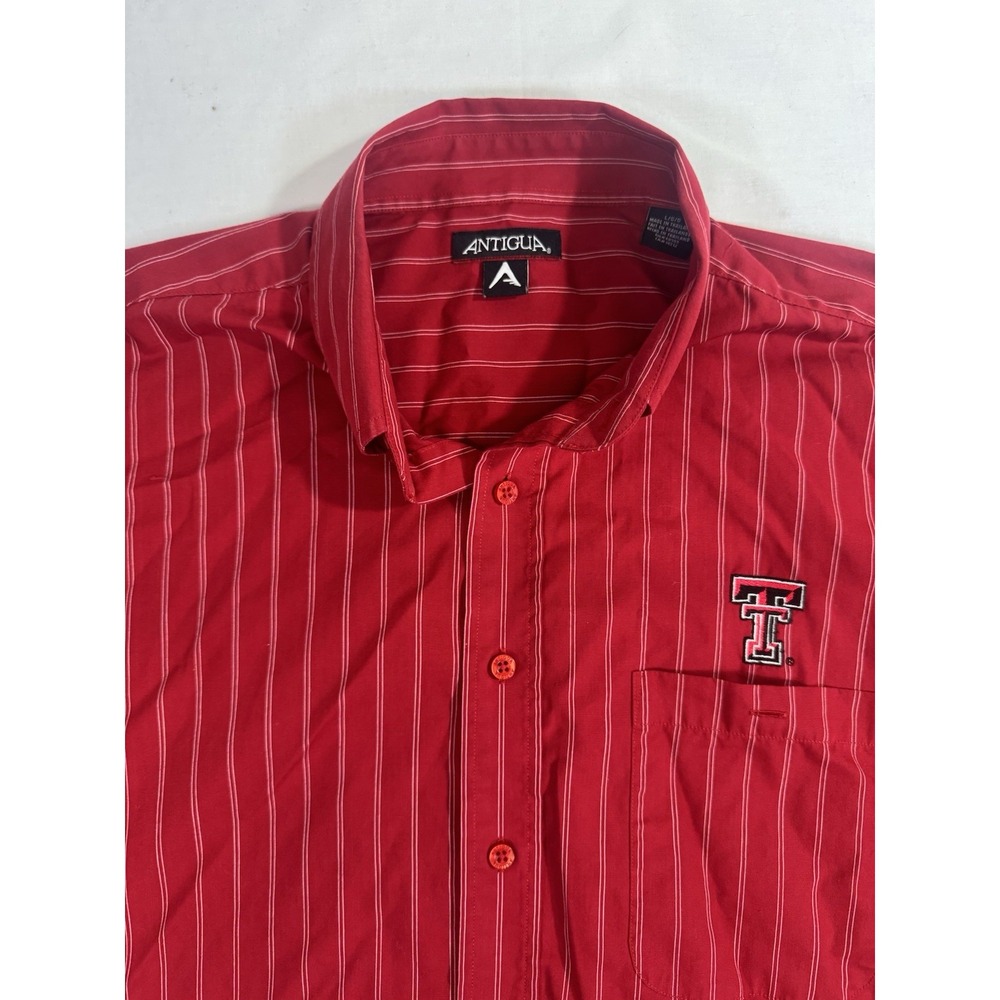 Antigua Red White TEXAS TECH Logo Button Up Long Sleeve Shirt Men's Large